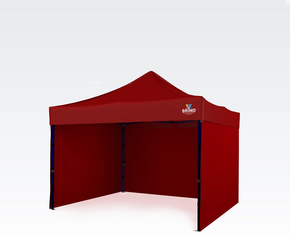 Pavilion 3x3 m, cadru din oțel cu 3 pereți: cort de lucru pentru meșteșugari - cu 3 pereți - Roșu