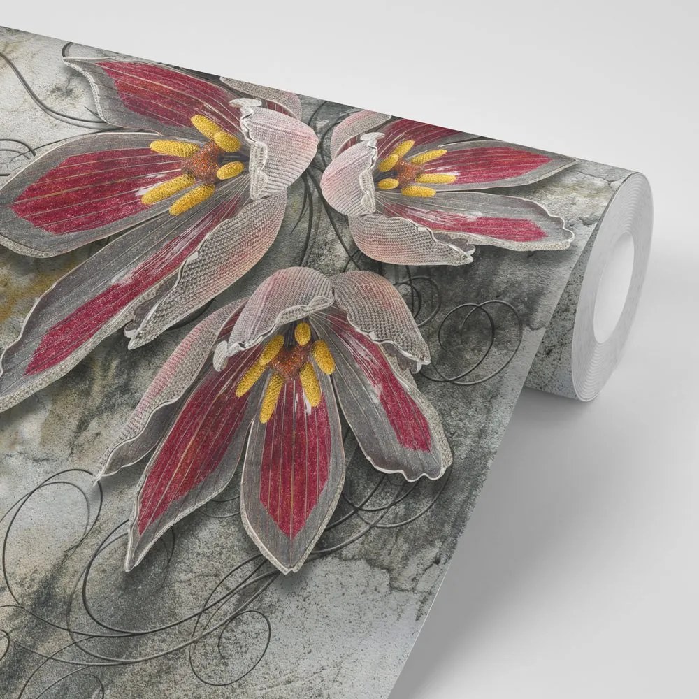 Tapet autoadeziv flori cu perle