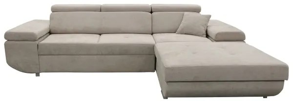 Colțar extensibil CASTELO, în formă de L, partea dreaptă, cu spațiu de depozitare, gri