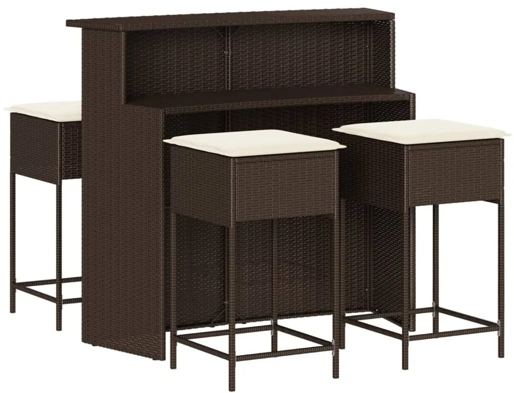 3261485 vidaXL Set mobilier bar de grădină cu perne, 5 piese, maro, poliratan