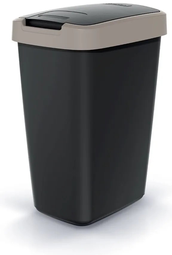 Coș de gunoi cu capac colorat, 12 l, maro/negru