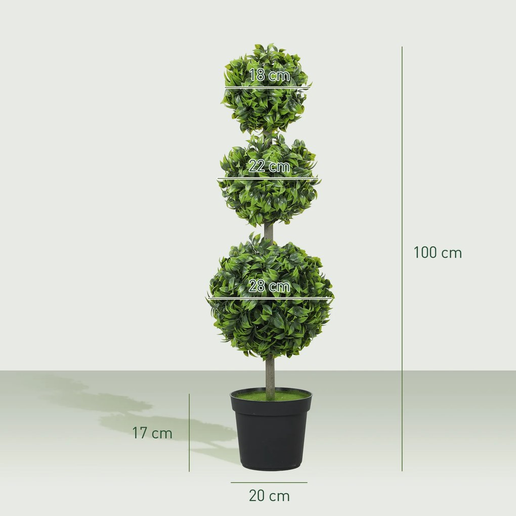 HOMCOM Plante artificiale în ghiveci, frunze din plastic, pământ flocos, Verde | Aosom Romania