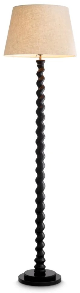 Lampa de podea LUX, Lemn, Tesatura, Negru, Massimo