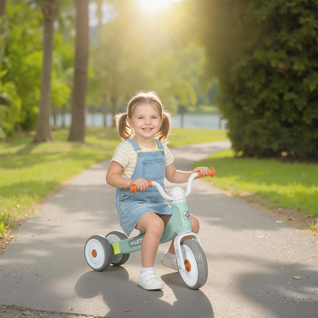 AIYAPLAY Bicicletă fără pedale pentru copii 1-3 ani până la 20 kg, 3 roți silențioase, 69 x 40 x 49 cm, verde | Aosom Romania