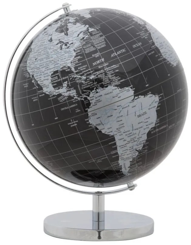 Decoratiune glob negru/argintiu din metal, ∅ 25 cm, Globe Mauro Ferretti