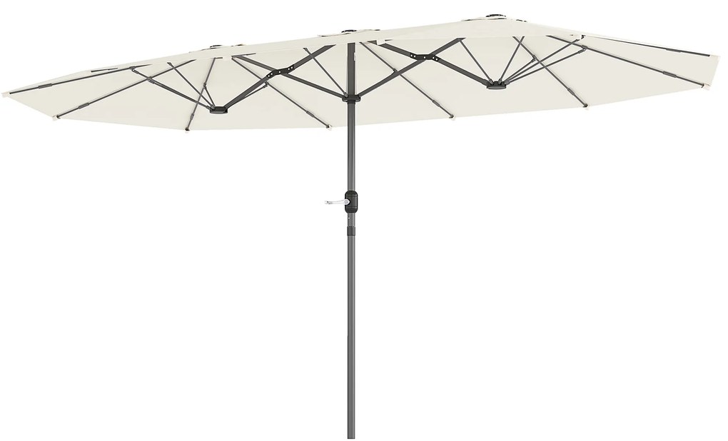 Outsunny Umbrelă dublă 436 x 260 cm, Protecție UV, Umbrelă de oțel cu manivelă, Ovală Bej | Aosom Romania