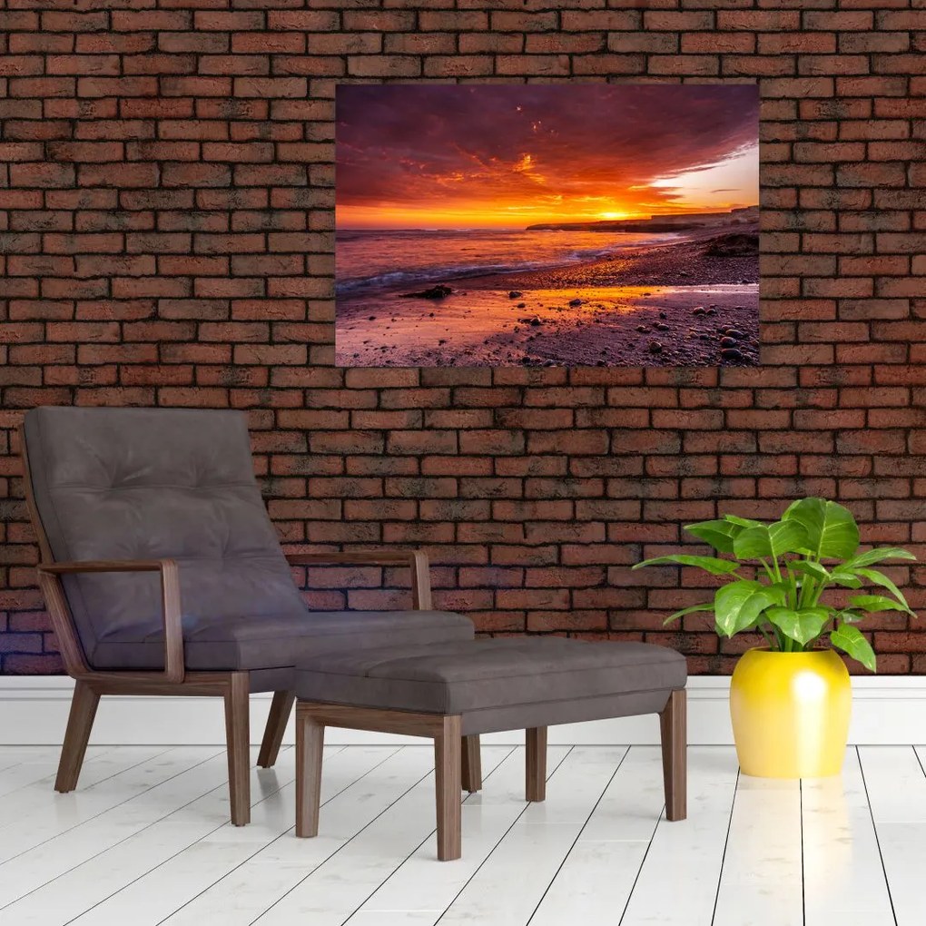 Tablou cu apus de soare la mare (90x60 cm)