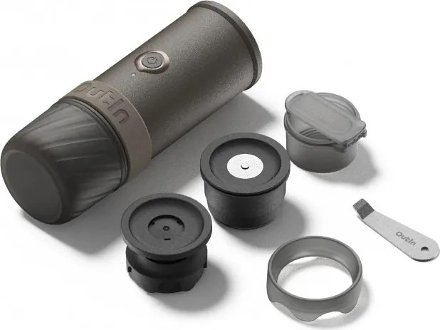 Espressor portabil Outin Mino SG, 22 bari, 9000 mAh, 70 ml, Extractie la 93,3°C, Cafea macinata si capsule Nespresso, USB-C, Gri