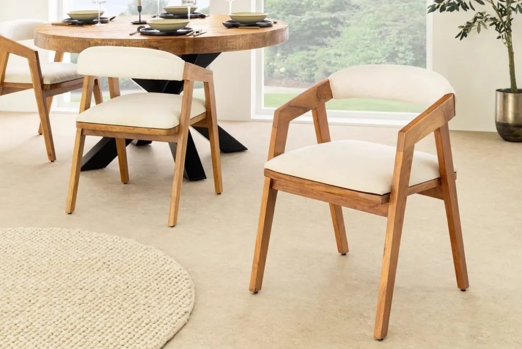 Scaun dining material textil gri deschis si lemn MAMMUT