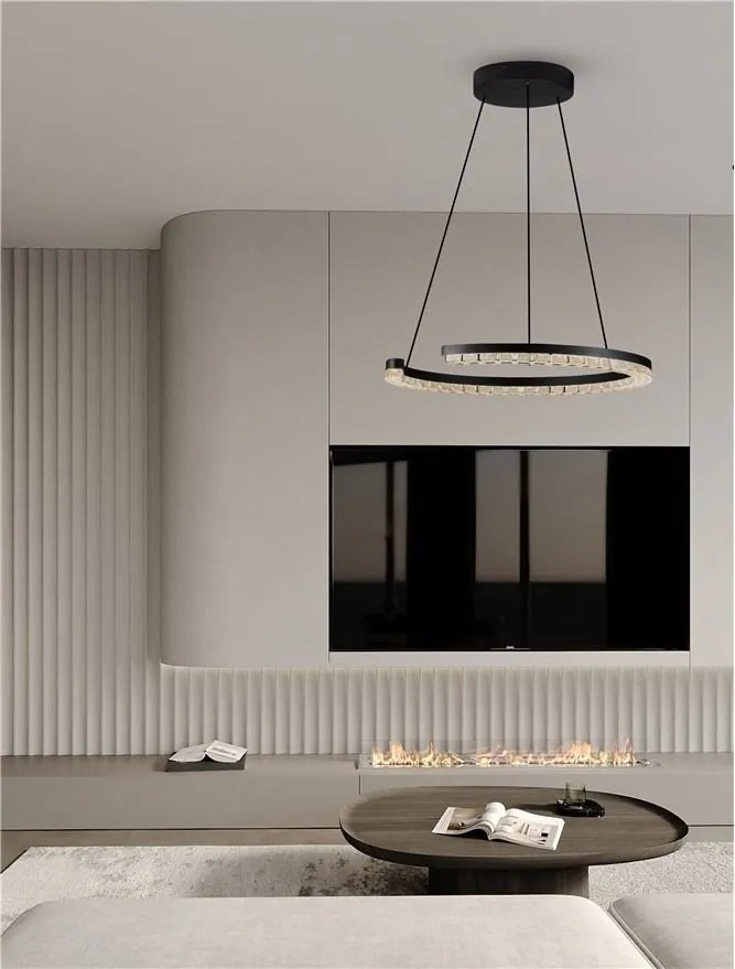 Lustra circulara aluminiu negru GREAMY D-46cm