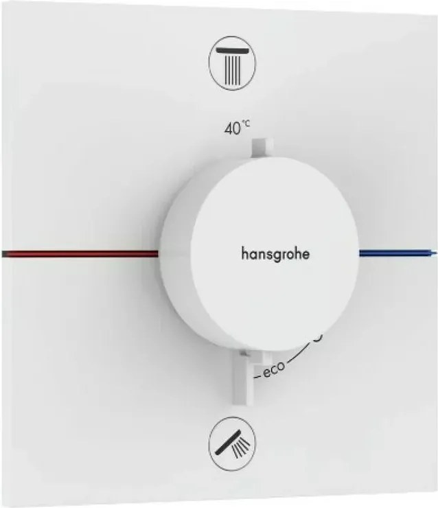 Baterie dus termostatata incastrata alb mat Hansgrohe ShowerSelect Comfort E 2 functii