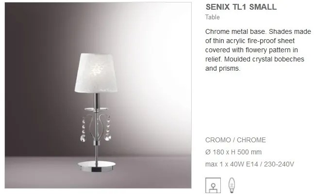 Veioza, lampa de masa cristal Venezian SENIX TL1 SMALL 032634