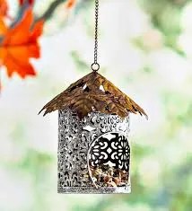 Casuta decorativa - Suport candela LEAF, 12x22cm, Metal