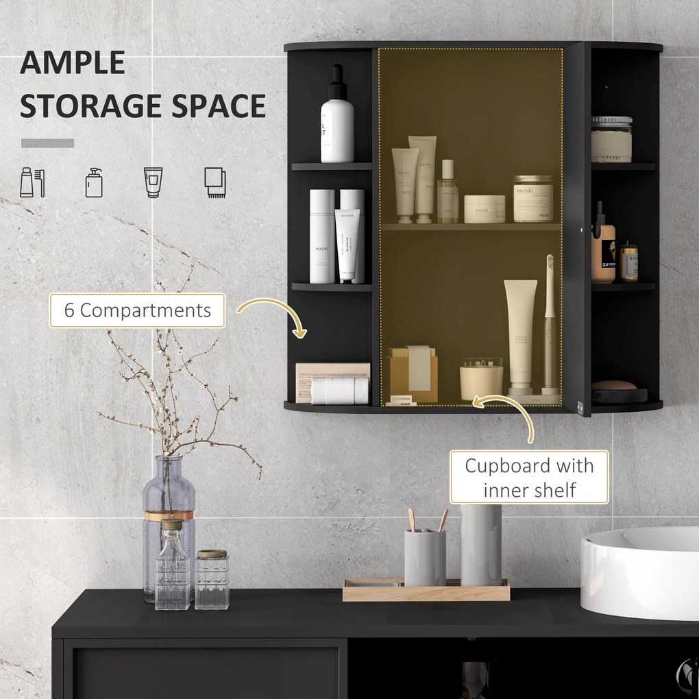 Homcom Dulapior Baie cu Oglinda – Lemn Alb 66×17×63 cm | Aosom Romania