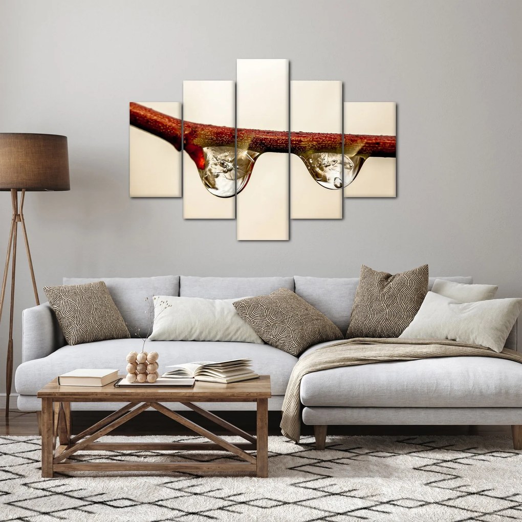 Tablou cu picături de apă pe creangă (150x105 cm)