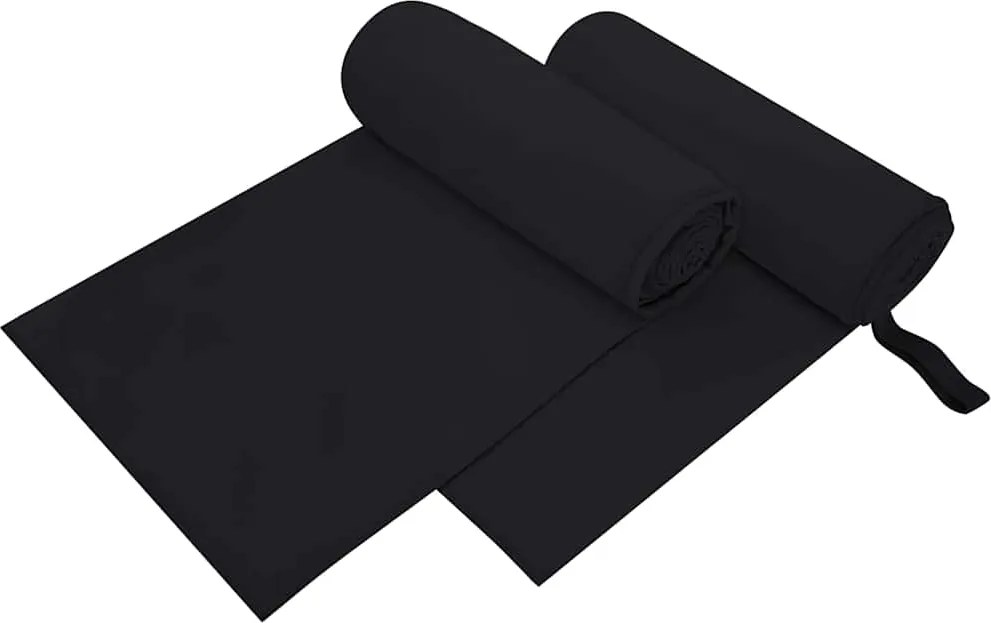 vidaXL Prosoape Sport 2 pcs Negru 200 x 100 cm Poliester și poliamidă