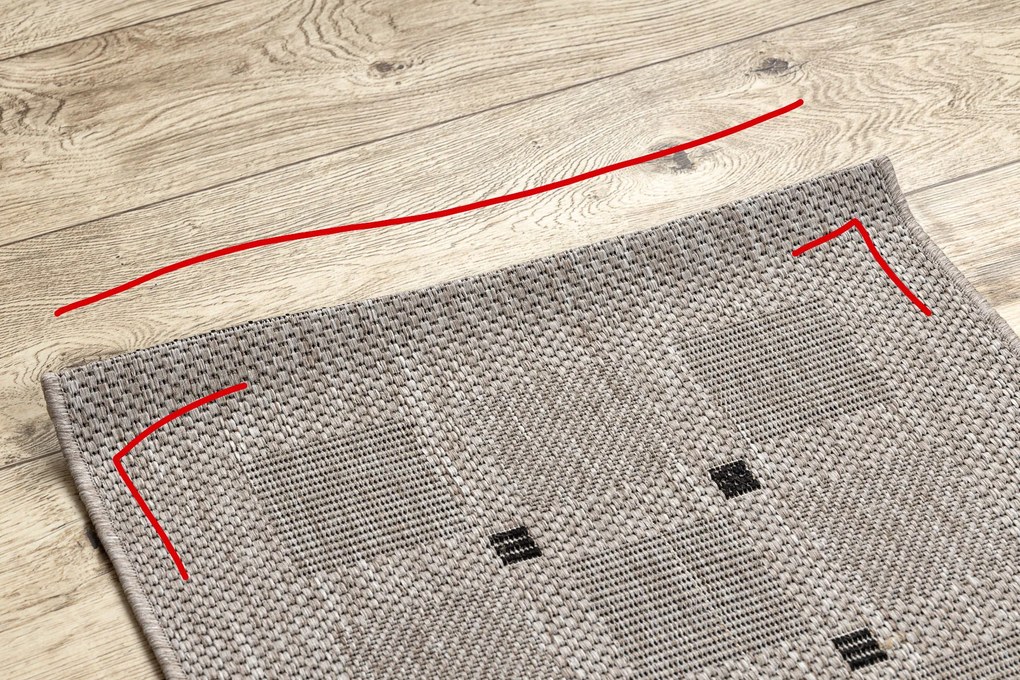 Covor sisal Floorlux 20079 Pătrat argintiu si negru - SECUNDAR-COTATI PRODUSUL