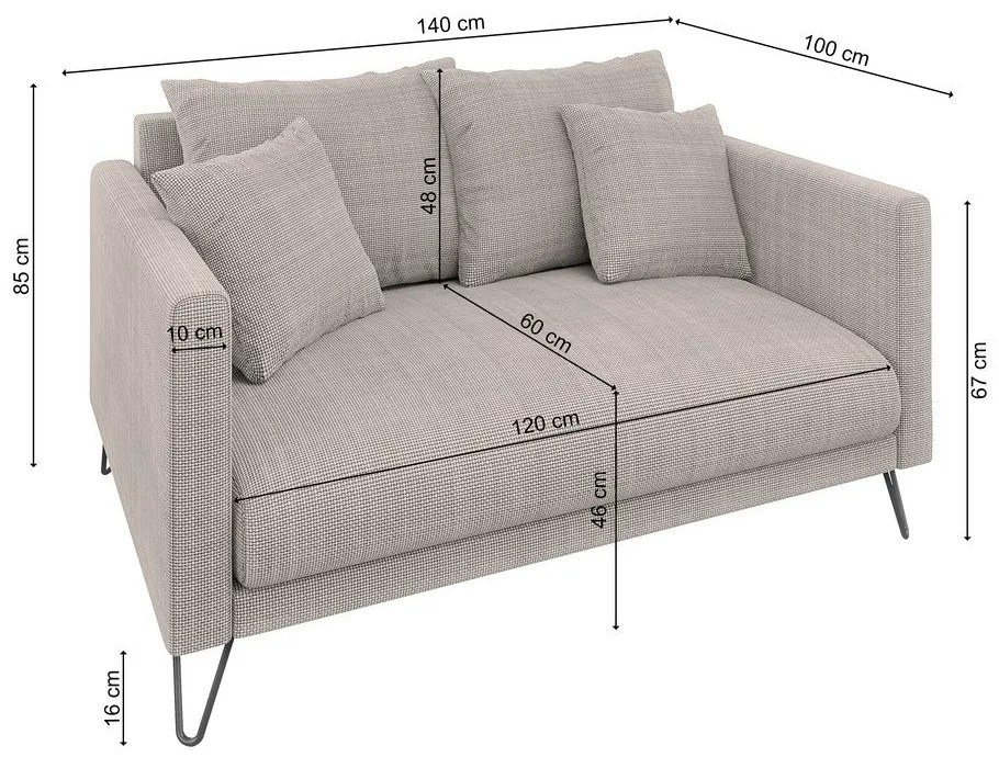 Canapea maro deschis cu tapițerie din chenille 140 cm Freya – Ropez