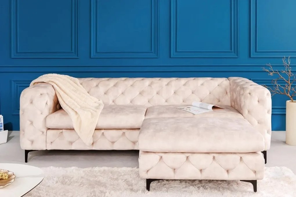 Canapea design Chesterfield, Catifea, Champagner, MODERN BAROCK