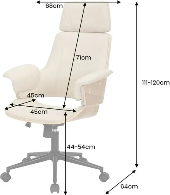 Scaun de birou pivotant Manhattan bej crem