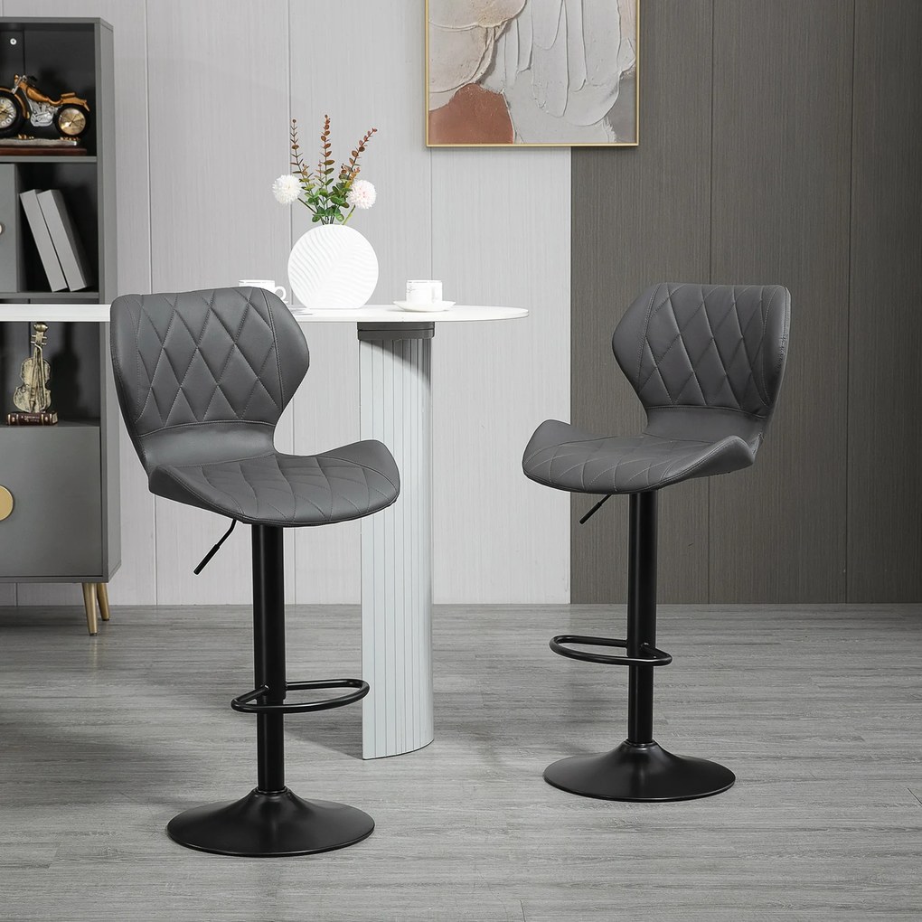 HOMCOM Scaun bar, inaltime reglabila, piele sintetica,Capacitate de sustinere120 kg, gri | Aosom Romania