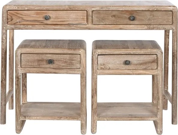 Set 3 console din lemn de tec reciclat, finisaj natural, „Origin”