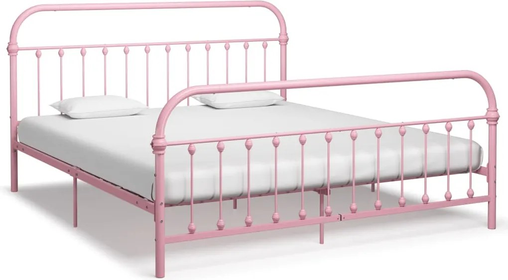 vidaXL Cadru de pat, roz, 180 x 200 cm, metal