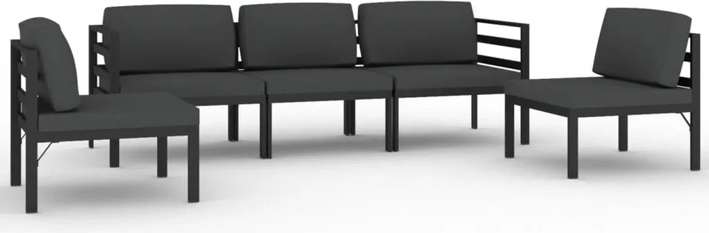 vidaXL Set mobilier de grădină cu perne, 5 piese, antracit, aluminiu