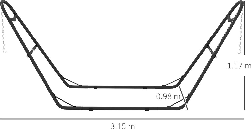 Outsunny Suport pentru hamac pentru 2 persoane, cadru pentru hamac din metal portabil și reglabil, pentru hamace de 2,75 până la 4,3 m, Negru | Aosom Romania