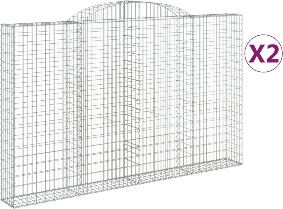 vidaXL Coșuri gabion arcuite 2 buc, 300x30x180/200 cm, fier galvanizat
