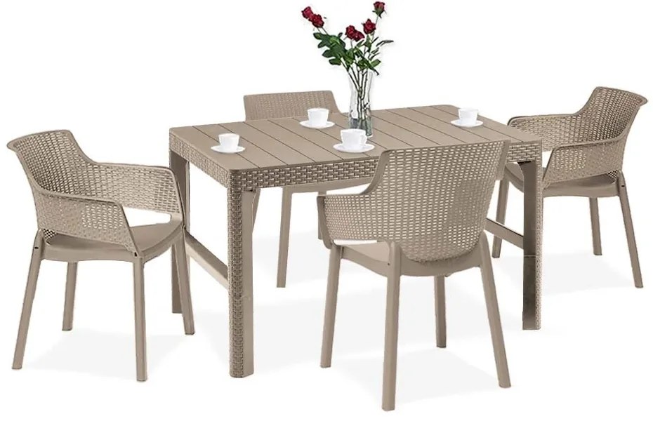 Set mobilier de grădină Evyon 4+1 cappuccino