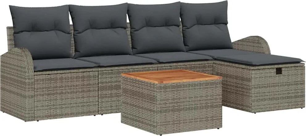 vidaXL Set de canapele pentru grădină cu pernă 6 pcs Gri Rattan poli