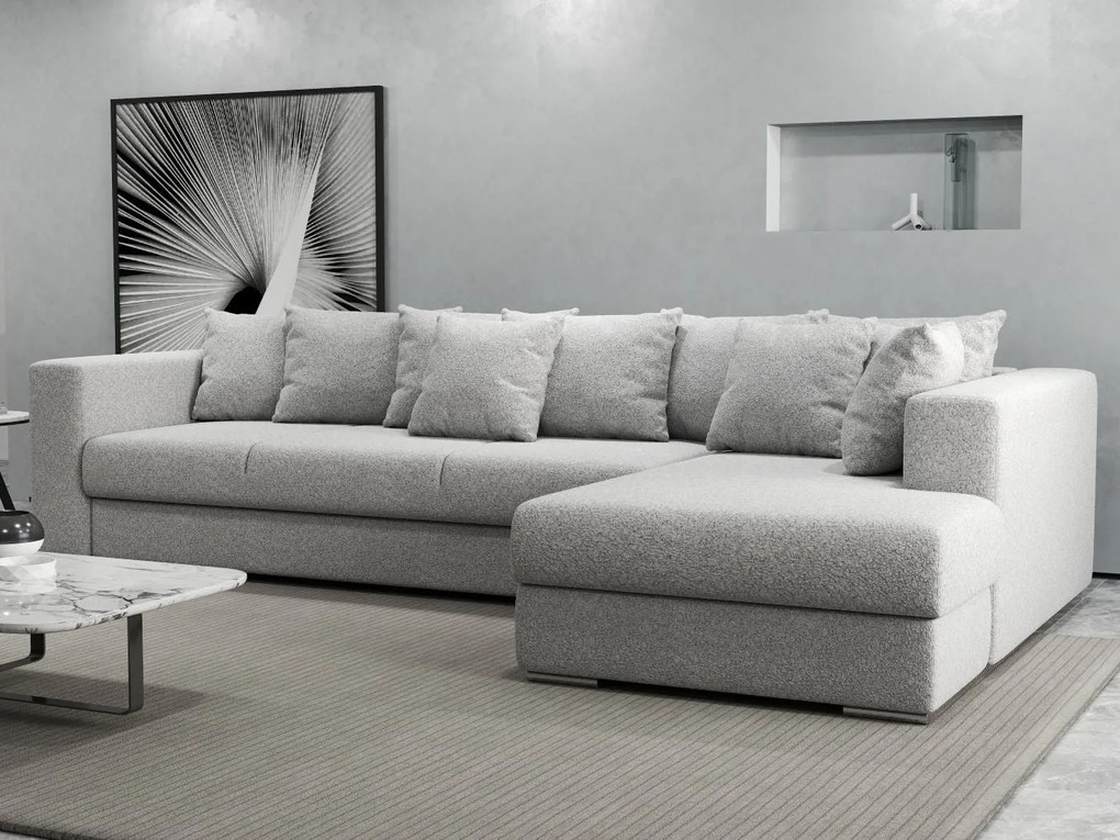 Colțar extensibil dumonde cu ladă de depozitare si sezut confortabil din spuma high-density, Gloria Euphoria Dove II 320x183 cm