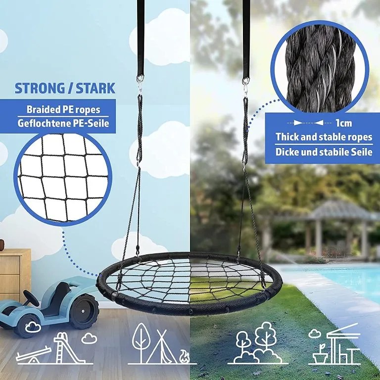 Physionics leagăn în formă de cerc, plasă, 120 cm, negru