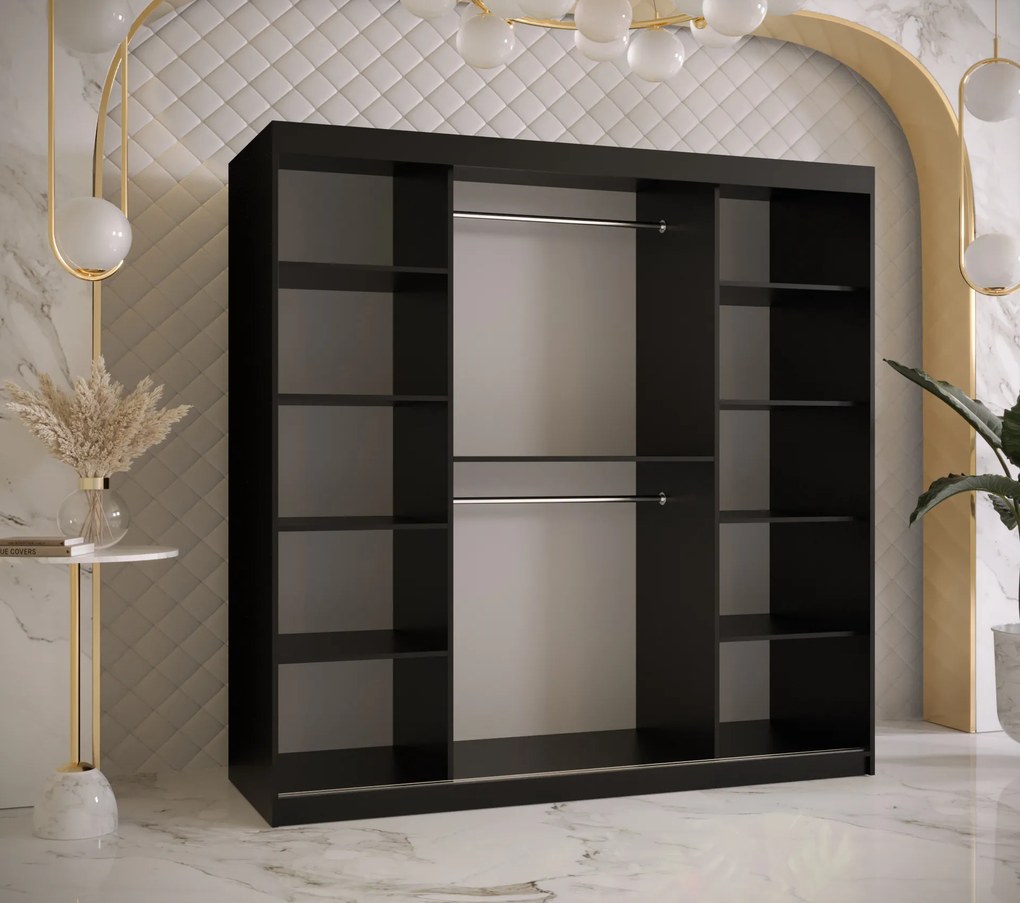 Dulap de haine cu oglindă 250 cm Riana Wa 2 250 (negru). 1063503