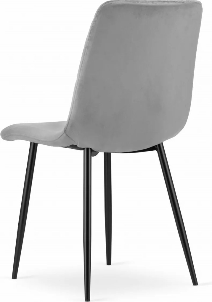 Scaun din catifea gri TURIN cu picioare negre