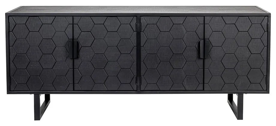 Comodă neagră joasă din lemn de pin 140x58 cm Linc – White Label