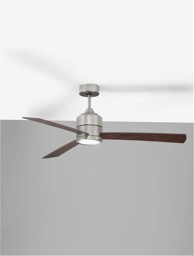 Ventilator de tavan cu telecomanda design modern AXEL otel nuc/stejar