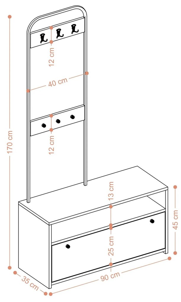 Mobilier hol Alicia (Alb + Negru). 1088276