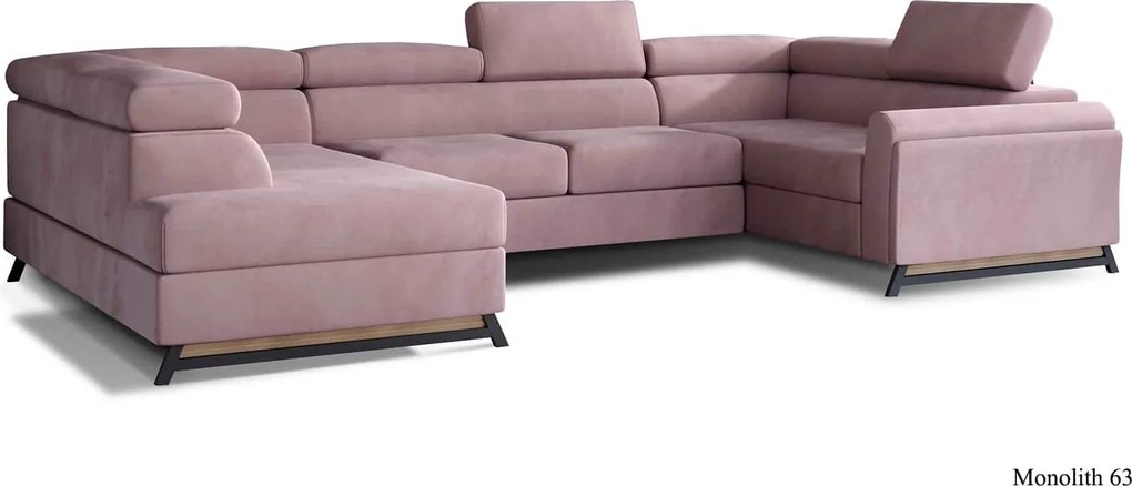 Colțar lemn masiv Formă U Extensibil Amira Personalizabil, 336 × 200 × 92 cm