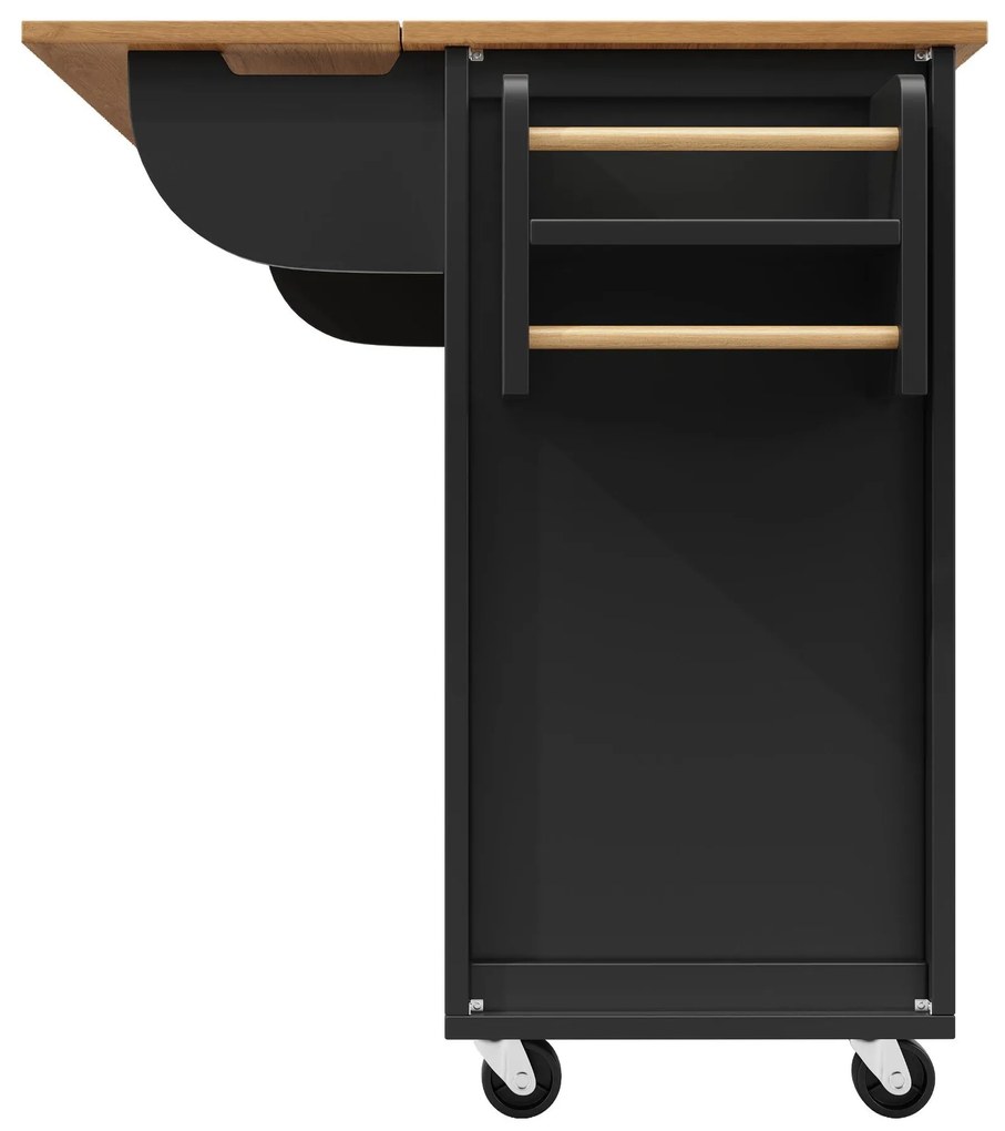 Insulă de bucătărie cu blat reglabil, Negru | Aosom Romania