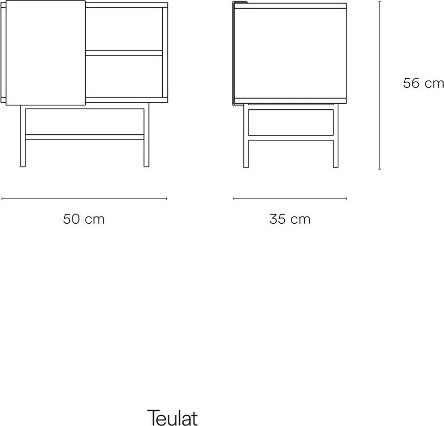Noptieră neagră/gri antracit cu rafturi cu aspect mat Nube – Teulat