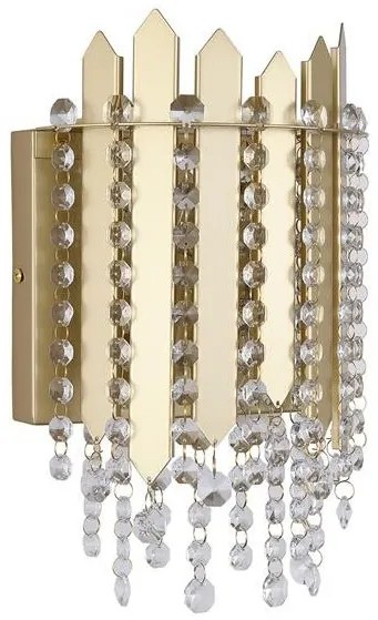 Aplica de perete metal auriu, cristale din sticla Spear