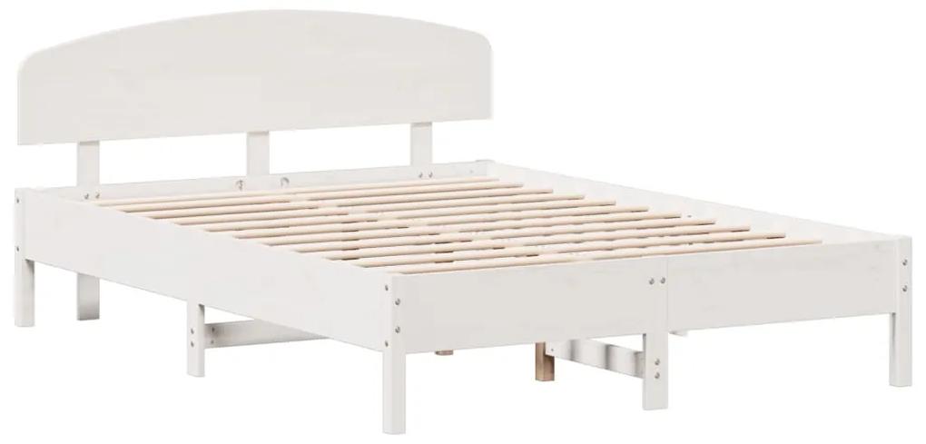 3207214 vidaXL Cadru de pat cu tăblie, alb, 120x200 cm, lemn masiv de pin