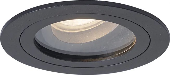 Set de 6 spoturi încastrate moderne negre, rotative și înclinabile IP44 - Chuck