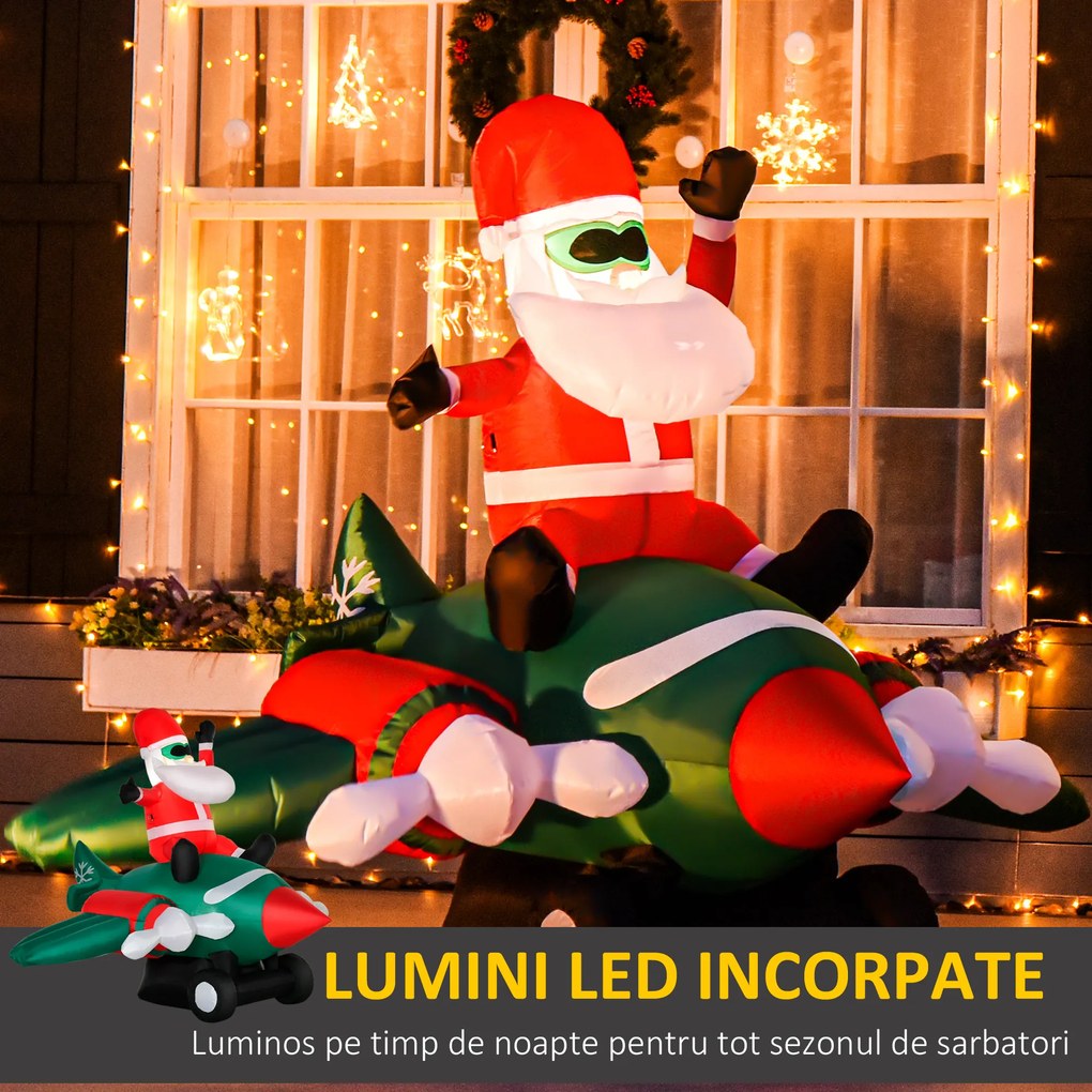 HOMCOM Mos Craciun gonflabil cu Lumini LED pentru Exterior decoratiune de Craciun | Aosom Romania