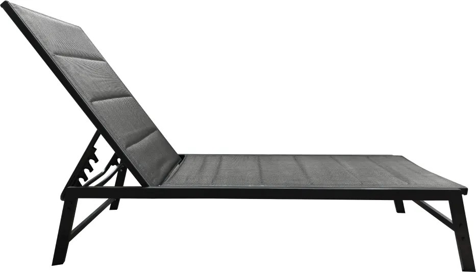 Şezlong de grădină poziţionabil, negru/gri, LOPEZ
