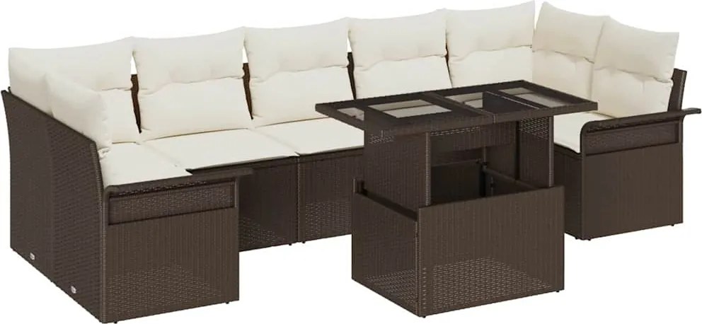 vidaXL Set de canapele pentru grădină cu pernă 8 pcs Maro poliratan