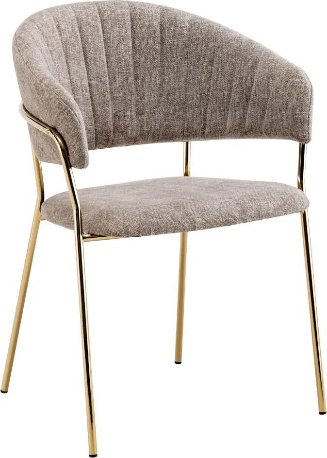 Fotoliu de sufragerie de design, textil maro/gold crom auriu, DASMIN TIP 1