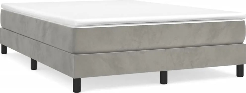vidaXL Cadru de pat cu arcuri, gri deschis, 140x200 cm, catifea